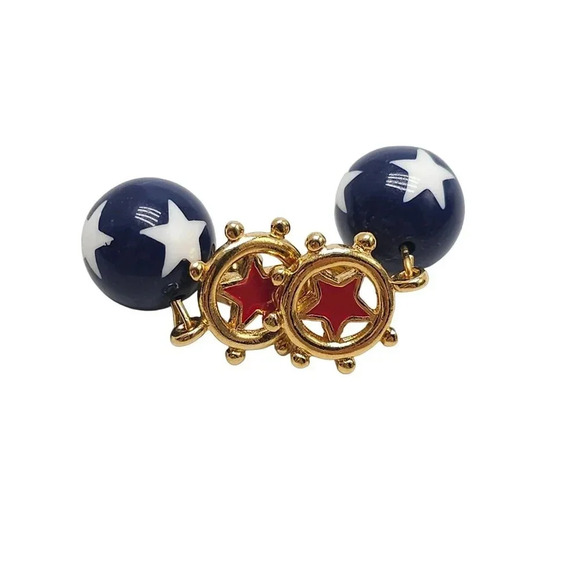Avon Star Spangle Dangle Nautical Dangle 1993 Patriotic Pierced Earrings - Picture 3 of 5